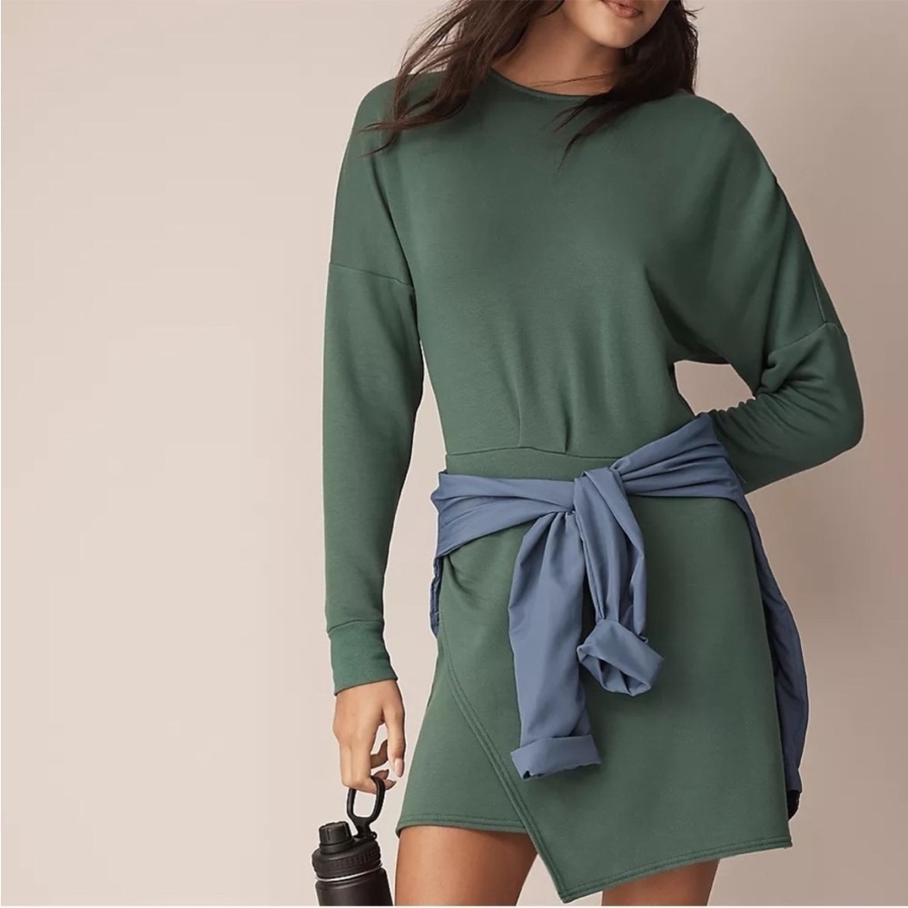 Anthropologie Daily Practice Emerald Lounge Sweater Asymmetrical Mini Dress L